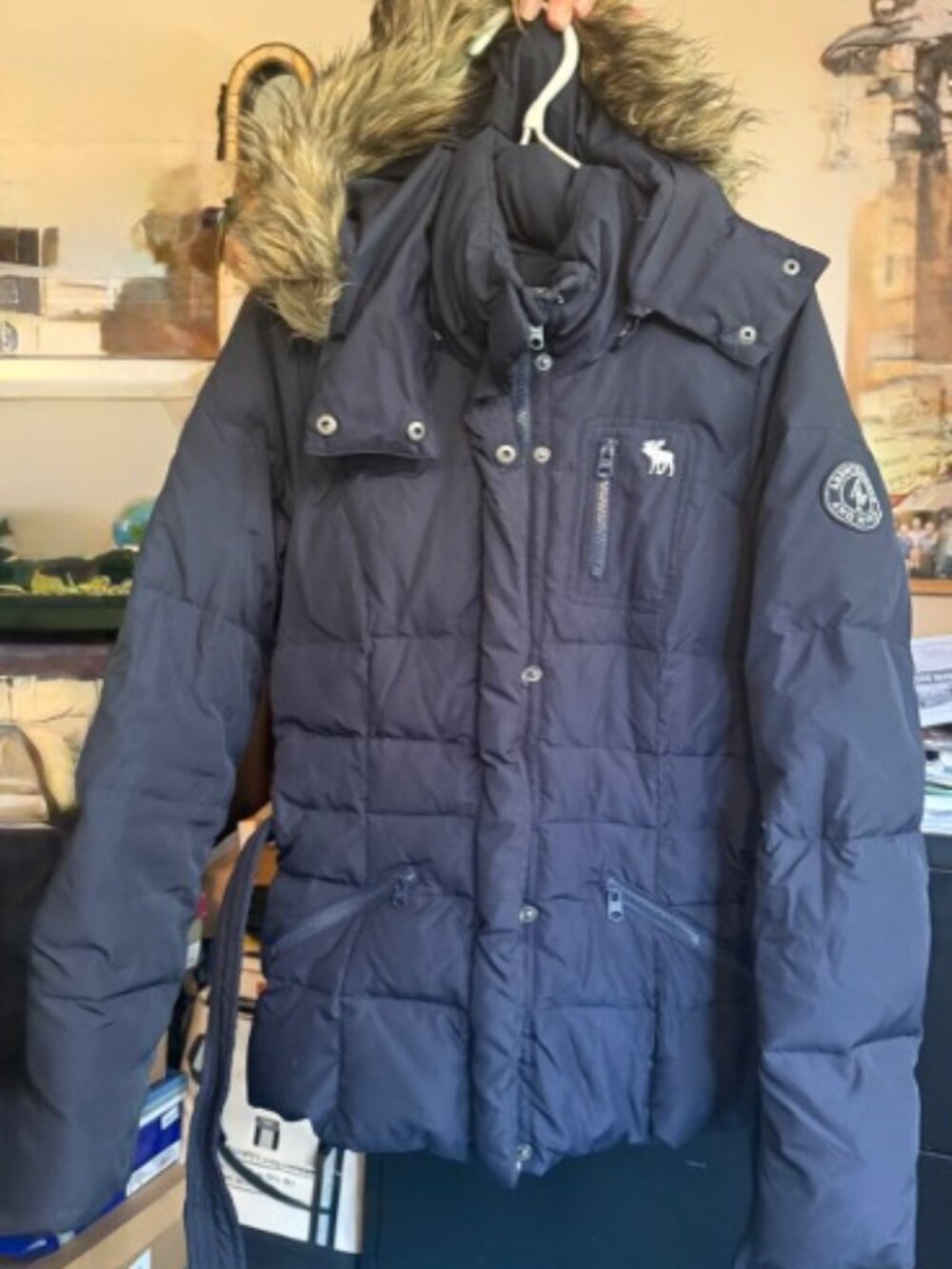 Abercrombie & Fitch puffer blue navy jacket
